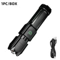Telescopic Zoom Tactical Flashlights Rechargeable LED Torch 4 Zpaxo Black
