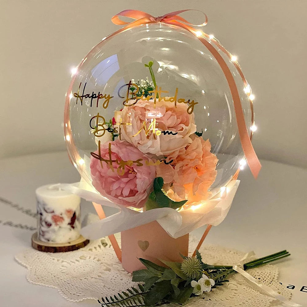 5- Wide Neck Bobo Balloon No Stretch Transparent Bubble Balloons Rose Zpaxo