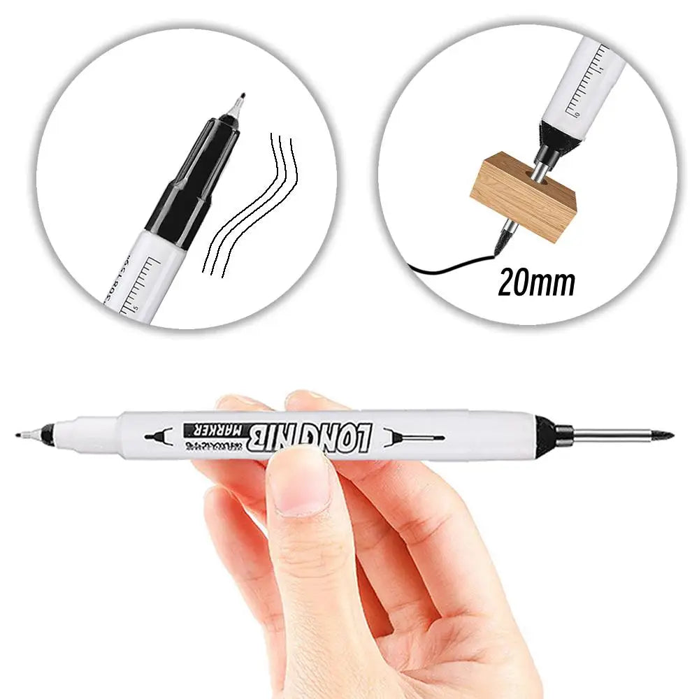 20mm Multi-Purpose Long Head Deep Marker Pen Woodworking Decoration Permanent Doule-Tip Marker Waterproof Metal Perforating Pen Zpaxo