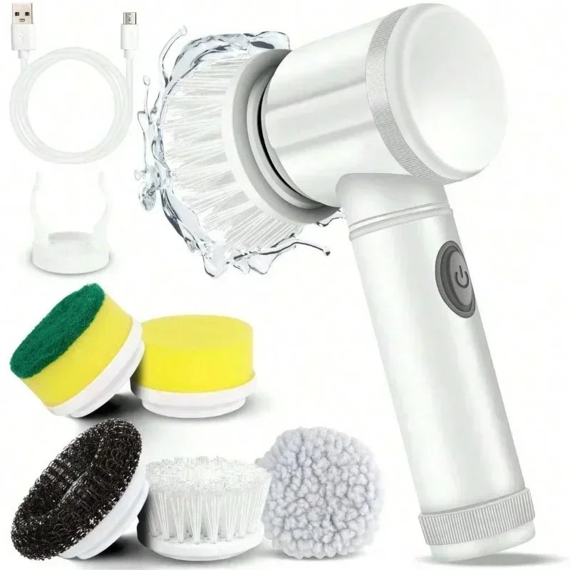 Power Scrubber 5 Replaceable Brush Heads Electric Spin Bathroom Zpaxo 5in1 Brush