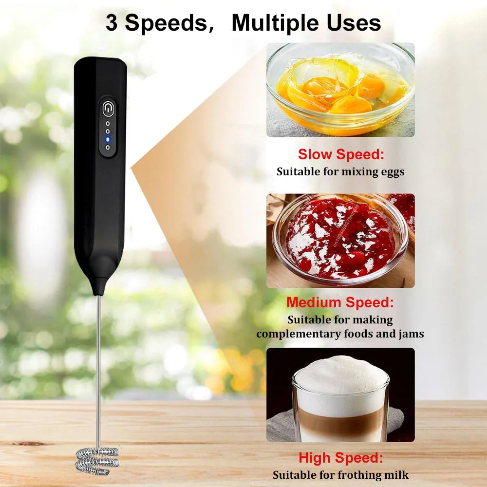 Mini Milk Frother USB Rechargeable Handheld Automatic Rotary Foam Zpaxo