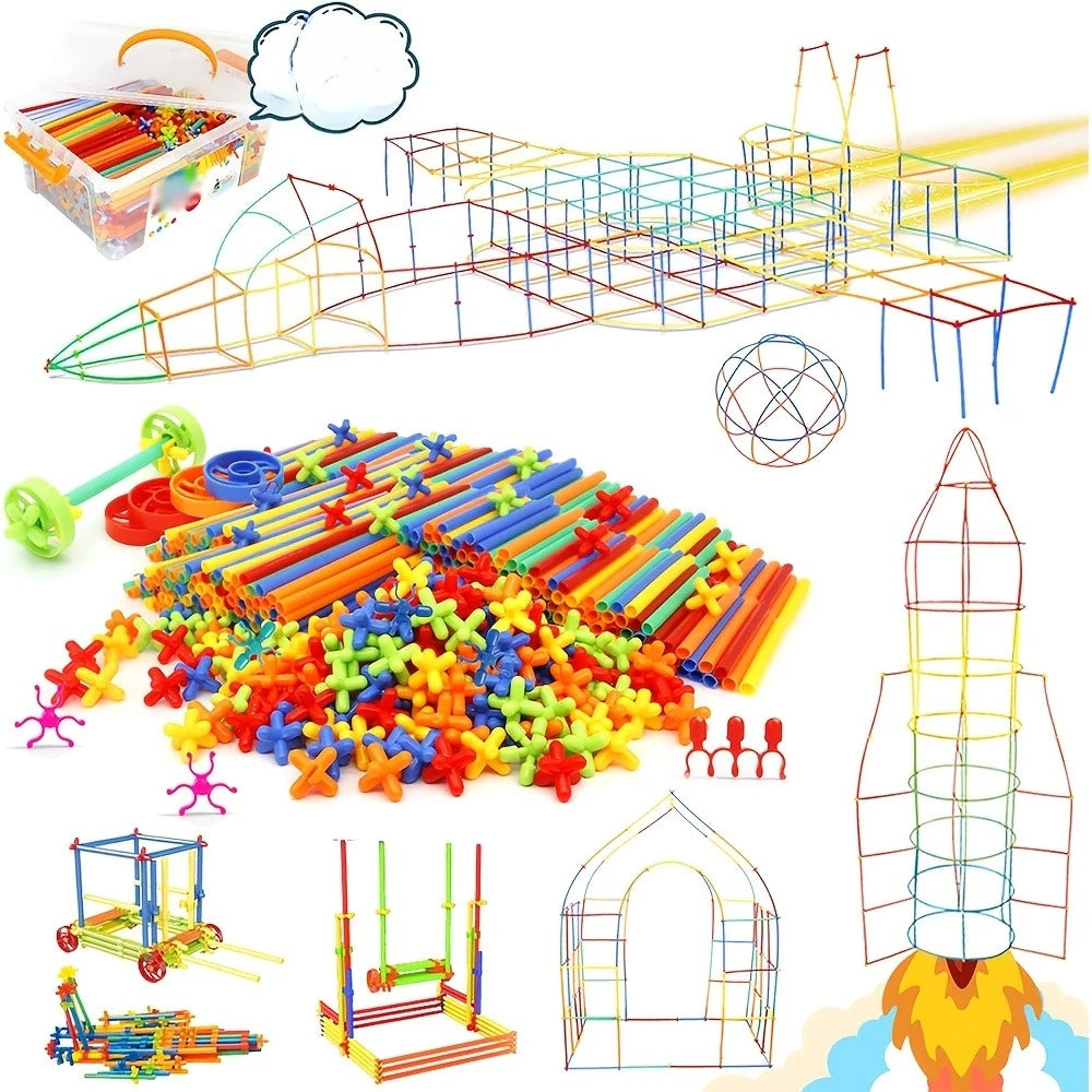 Building Toys Made Straw Interlocking Plastic Engineering Blocks Zpaxo