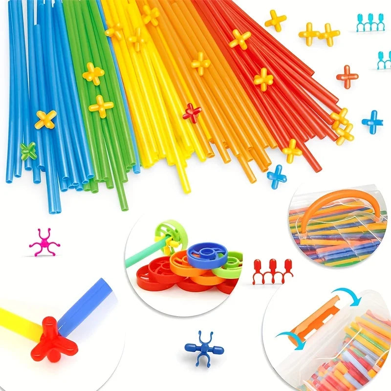 Building Toys Made Straw Interlocking Plastic Engineering Blocks Zpaxo