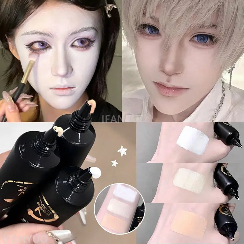 White Liquid Foundation Waterproof Full Coverage Cosplay Concealer Zpaxo