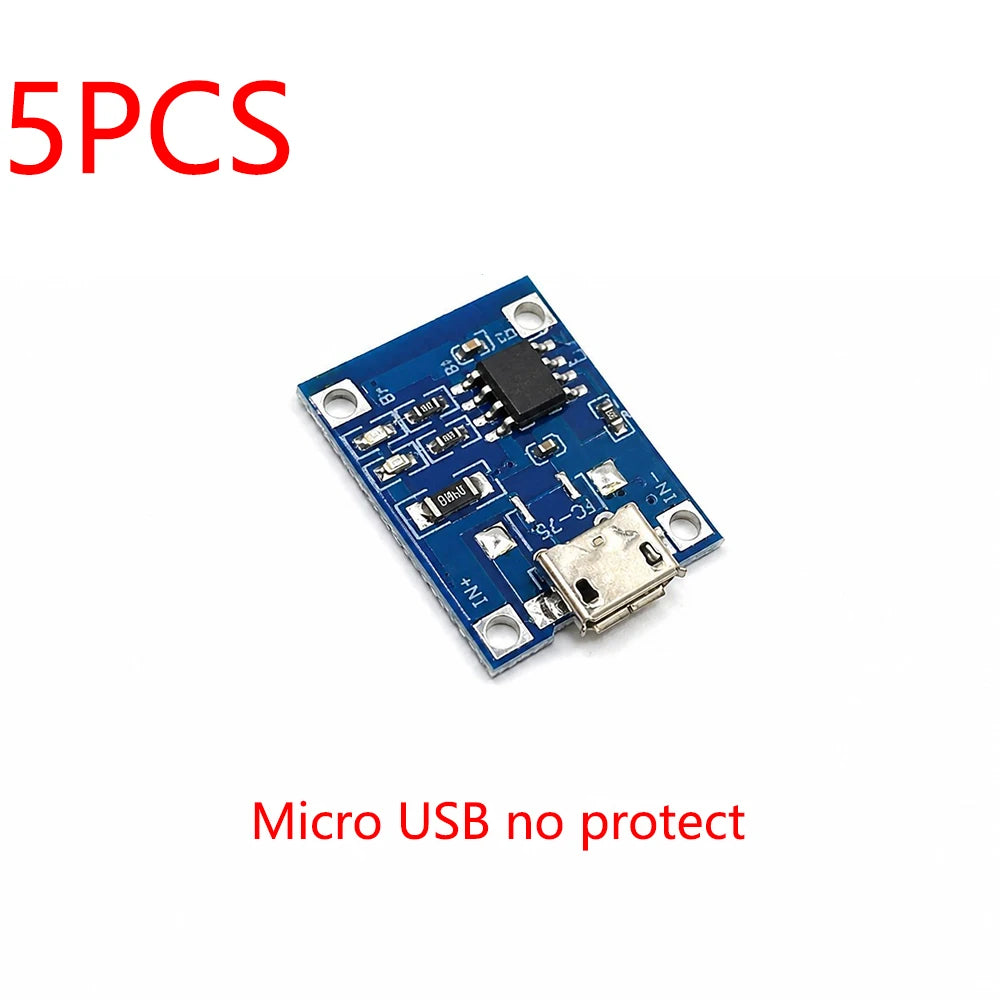 TP4056 5V 1A Type-c Mini USB Micro 18650 Lithium Battery Charger Zpaxo 5pcs 1