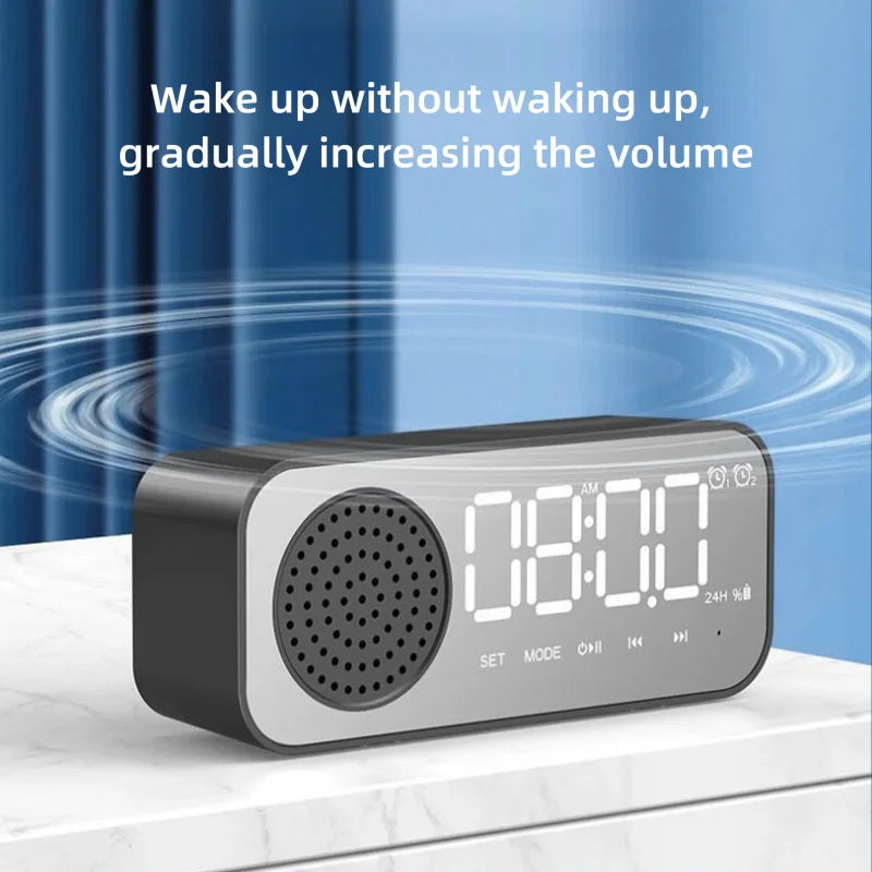 Bluetooth Wireless Audio Office Alarm Clock Mini LED Mirror Digital Zpaxo