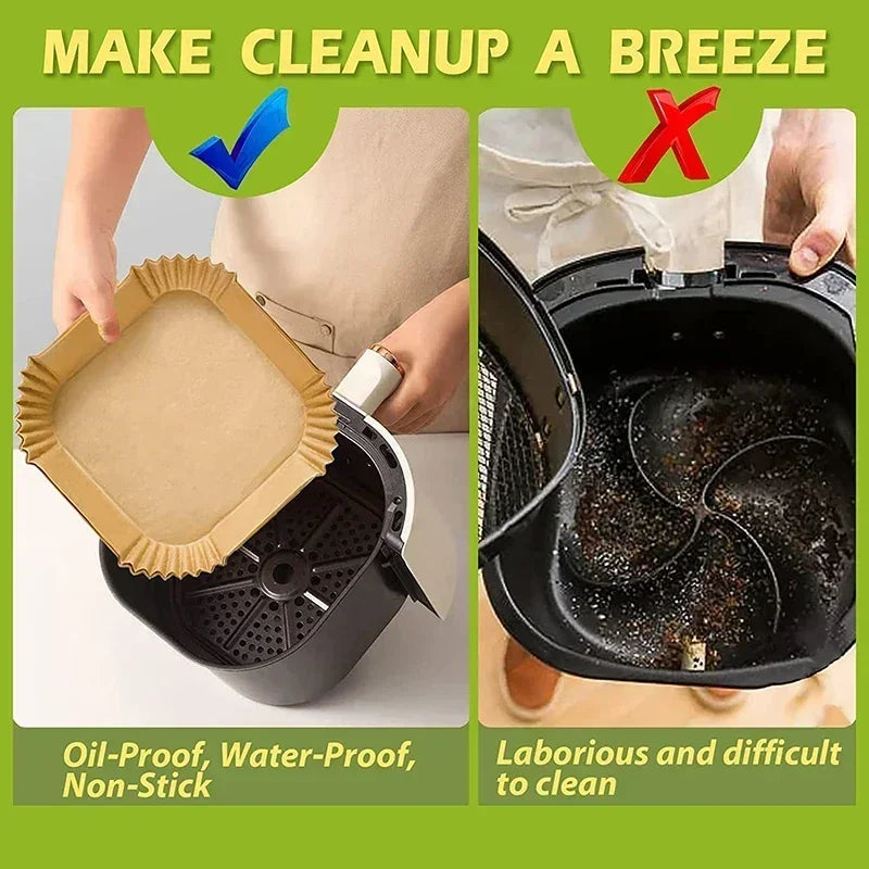 Cooking Paper Air Fryer Disposable Paper Square Round Baking Barbecue Plate NonStick Mat Kitchen Oven Oil Absorbing Paper Tool Zpaxo
