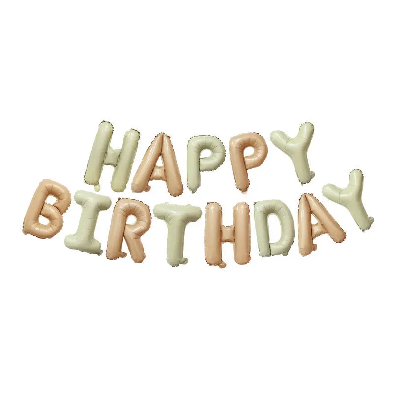 Vintage Happy Birthday Letter Balloons Beige Coffee Foil Balloon Kids Zpaxo mixed HB3 16 Inch
