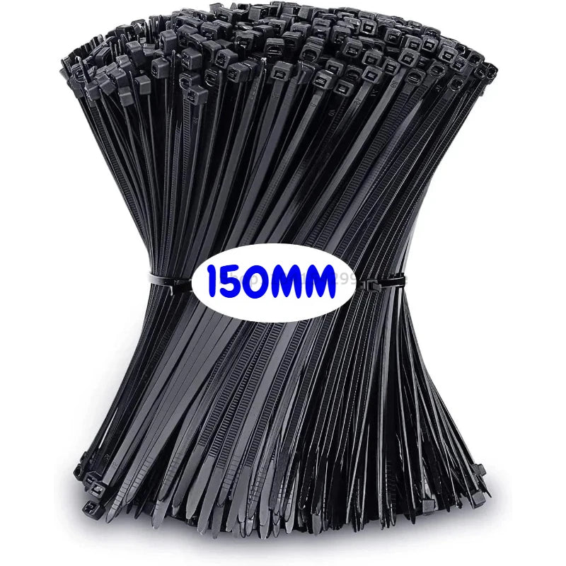 100Pcs Nylon Cable Ties Adjustable Self-locking Ties Straps Uv Resistant Plastic Wire Ties for Home Office Cord Management Zpaxo Black-2.5x150mm 100pcs