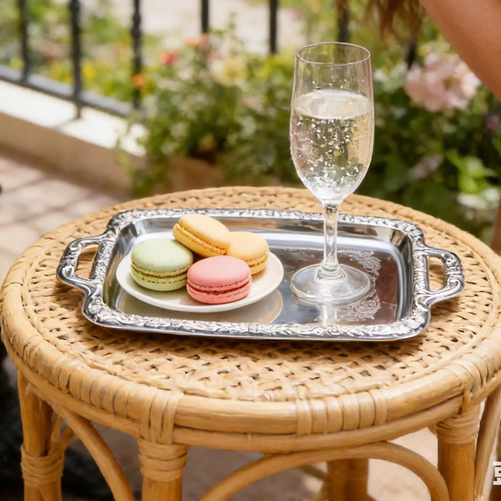 Stainless Tray Large Display Silver Table Decor Decorative Food Zpaxo
