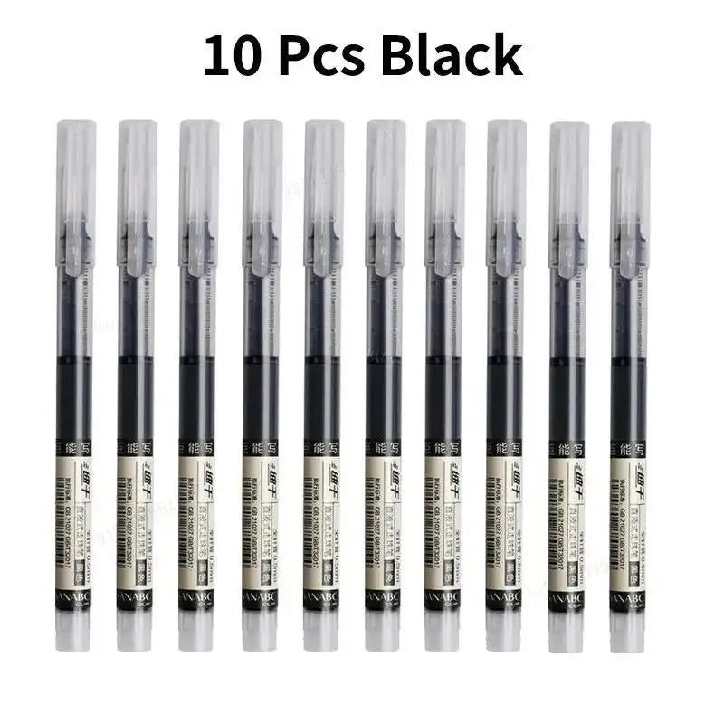 10pcs 0.5mm Gel Pencil Needle Type Gel Pen Black Blue Red Ink Straight Liquid Pen Writing Pens School Office Stationery Supplies Zpaxo 10pcs Black