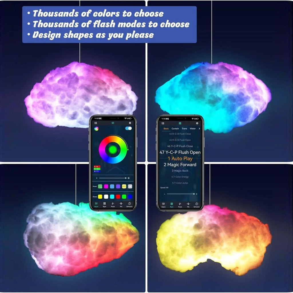 LED Clouds Ceiling DIY Lamp Atmosphere Decoration Changing Remote Zpaxo