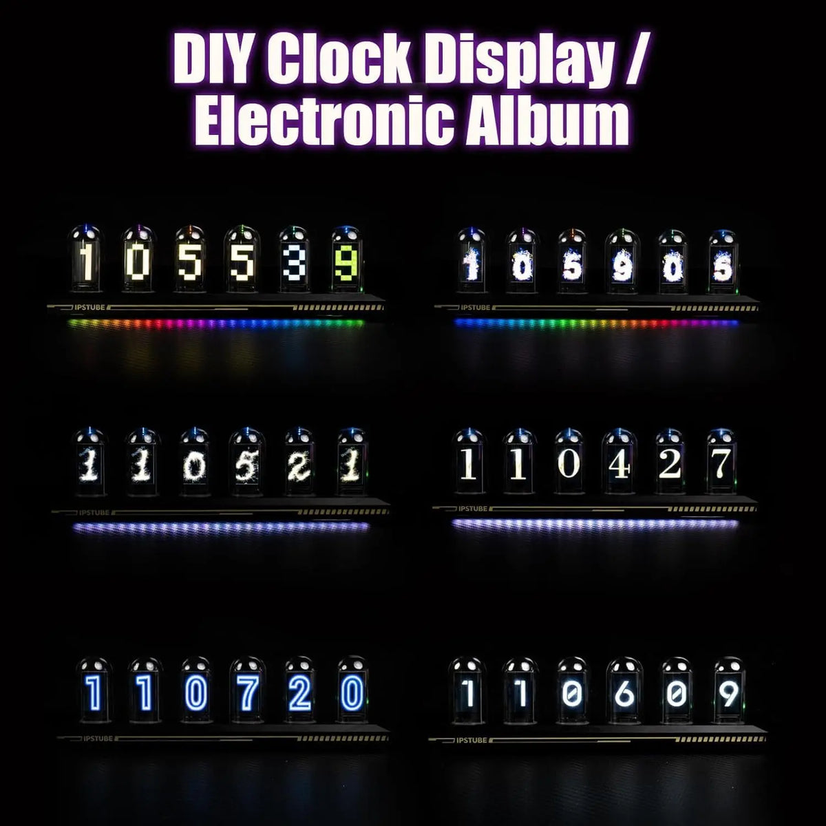 Smart RGB Nixie Tube Clock Night Light With Bluetooth APP DIY Digital Analog Glow Desktop Decoration Light For Gaming Home Decor Zpaxo