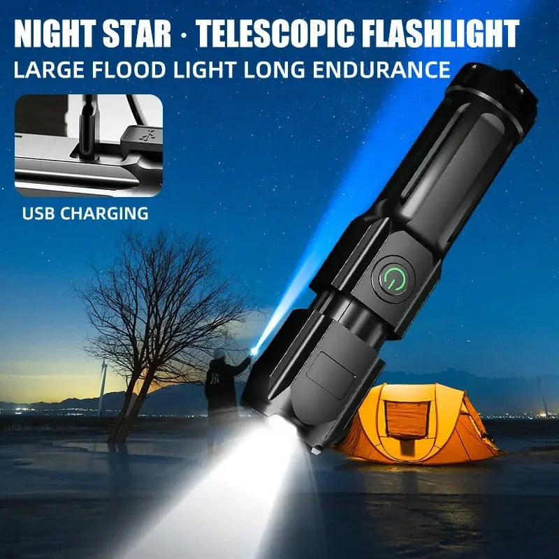 Telescopic Zoom Tactical Flashlights Rechargeable LED Torch 4 Zpaxo