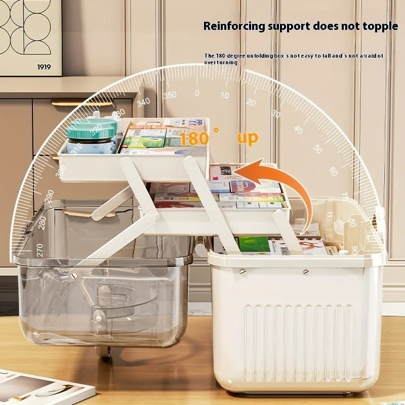 Smart Flip-top Medicine Box Visual Window Multi-layers Easy-carry Zpaxo