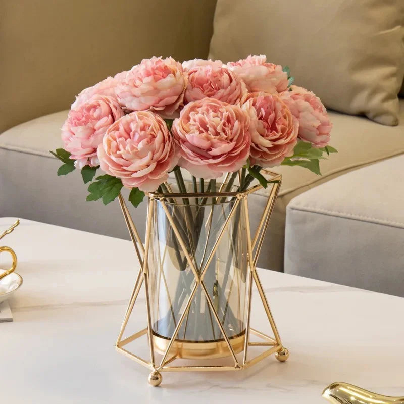 Luxury Wrought Iron Glass Vase Dining Table Centerpiece Hydroponic Zpaxo