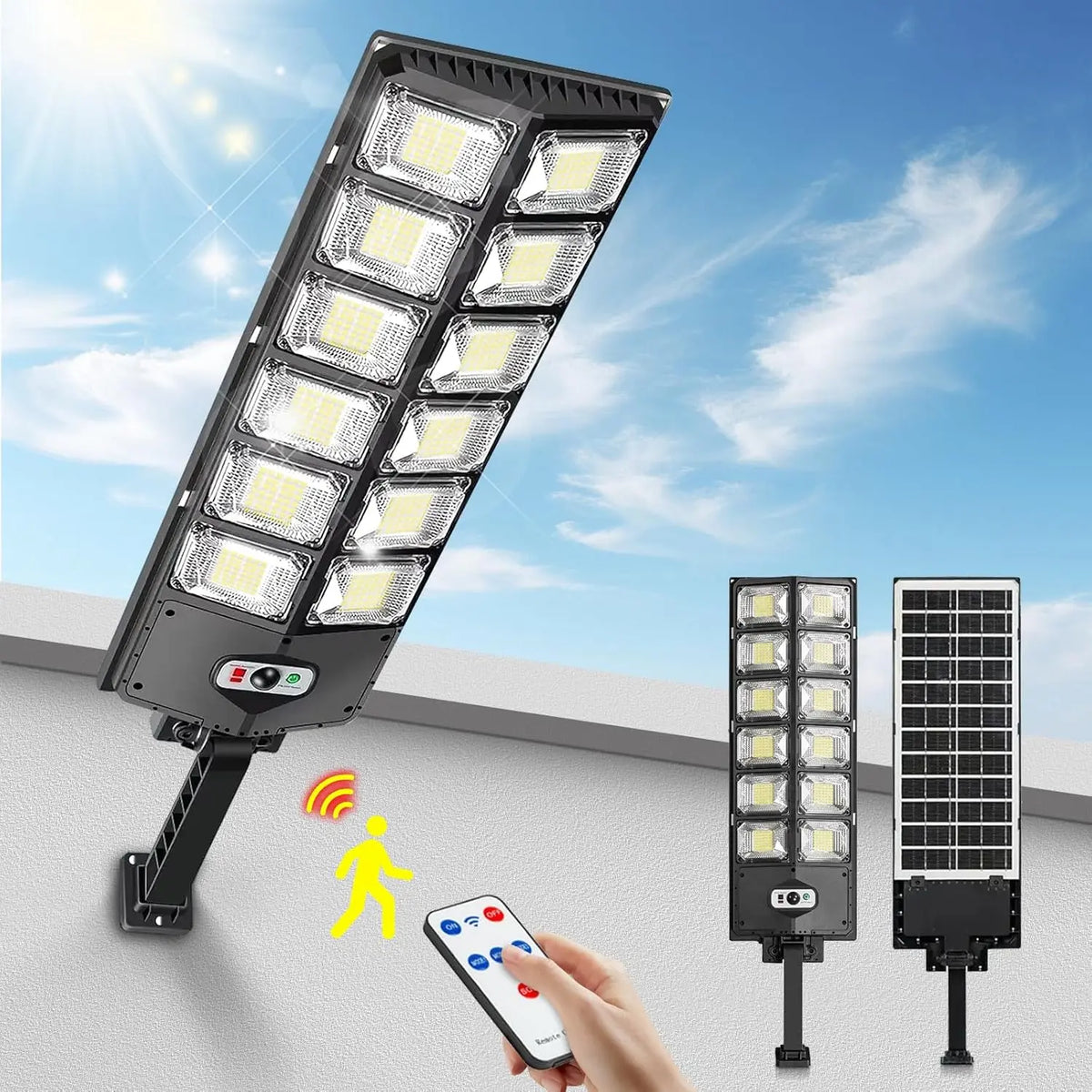 Outdoor Solar Street Light Power Sensor Remote Control Wall Flood Zpaxo