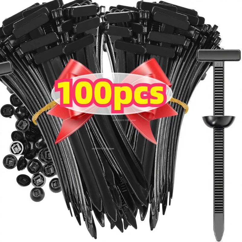 Cables Tie Universal Nylon Tie with Pin Button Fasteners Plastic Self-Locking Motorcycle Car Black Fastening Strap Cable Tie Zpaxo