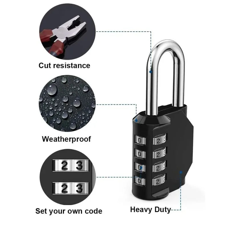 4-Digit Combination Padlock Weatherproof Lock Gym School Locker Zpaxo
