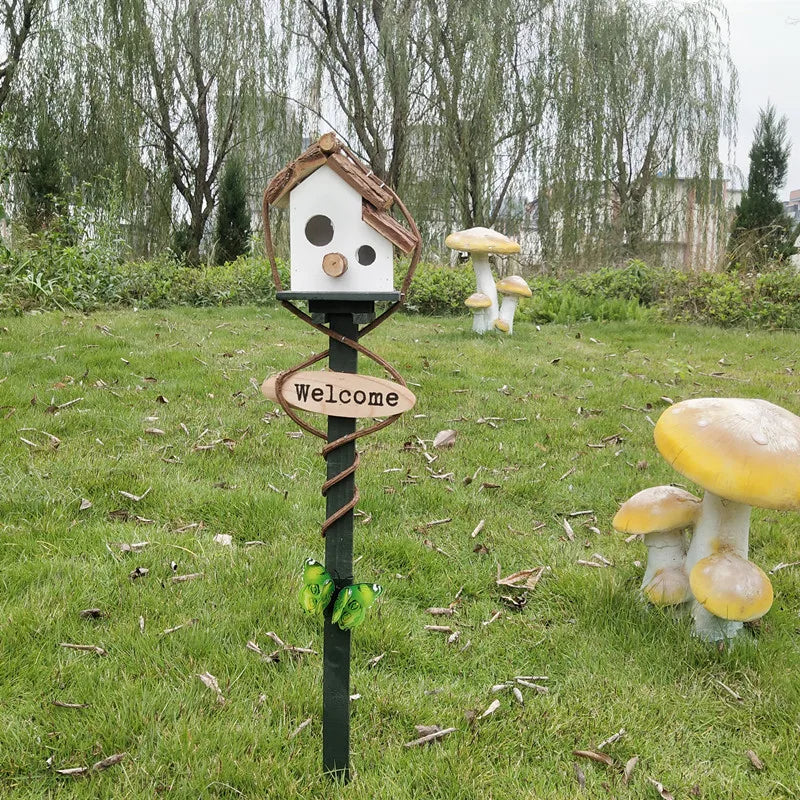 Horticultural decoration bird house villa garden land bird nest farmhouse homestay kindergarten outdoor courtyard decoration Zpaxo White double hole