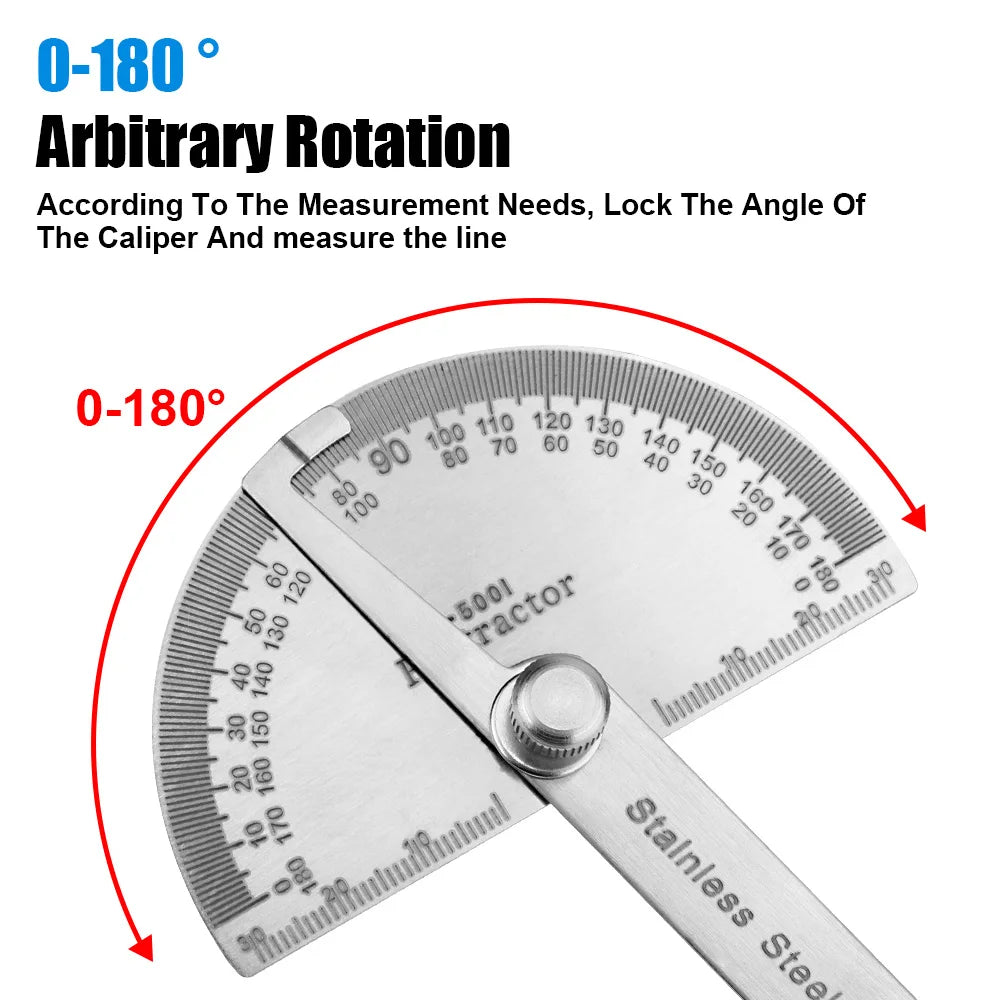 Metal Angle Finder 180 Degree Protractor Stainless Steel Woodworking Zpaxo