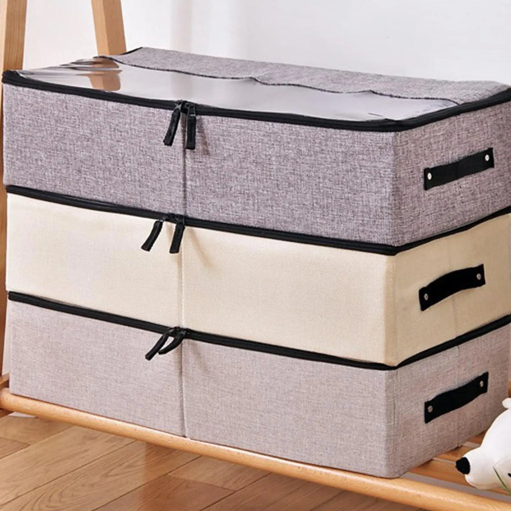 Under Bed Storage Foldable Clear Lid Handles Bins Closet Bedroom Zpaxo