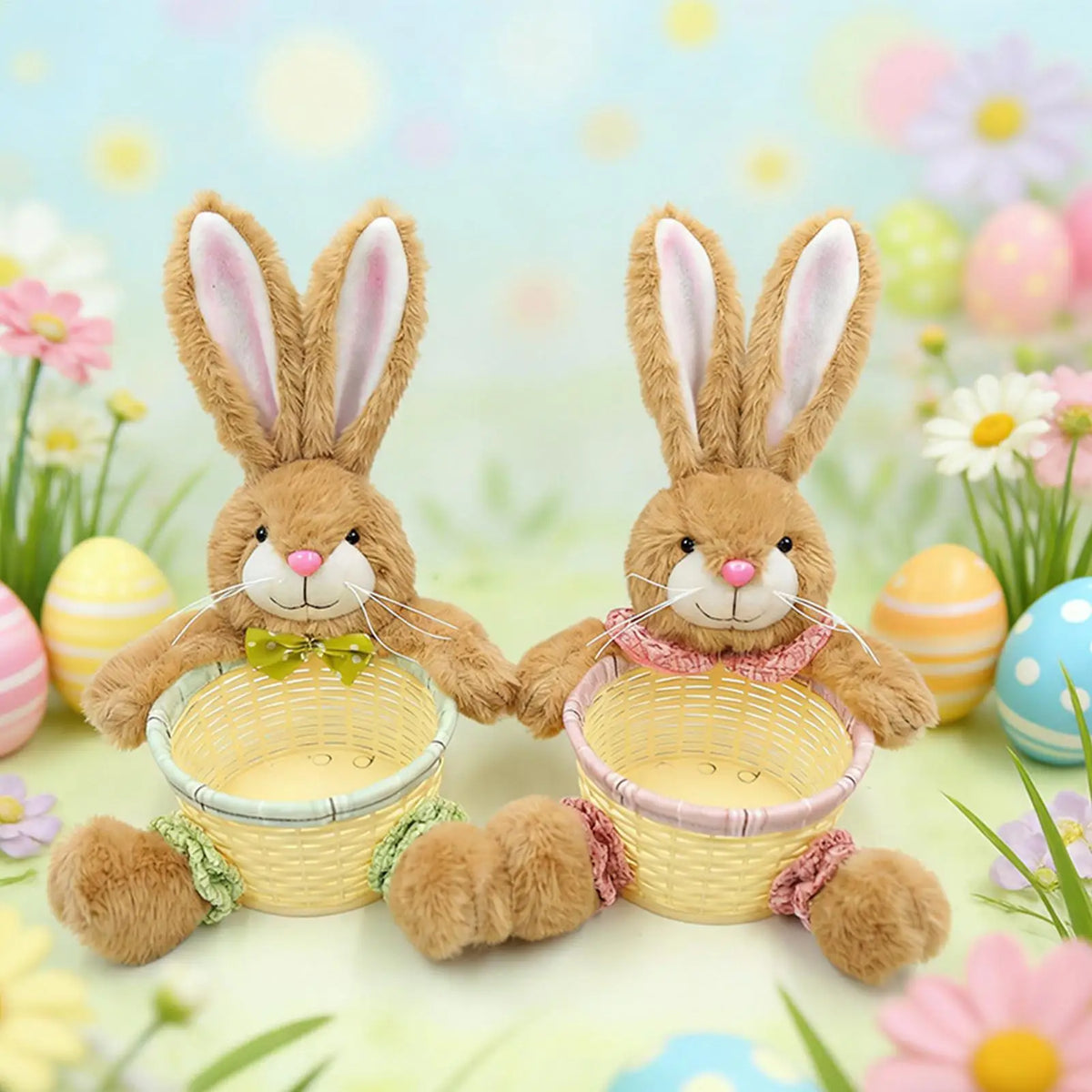 Easter Bunny Basket Rabbits Shape Container Cute Food Snacks Candy Zpaxo