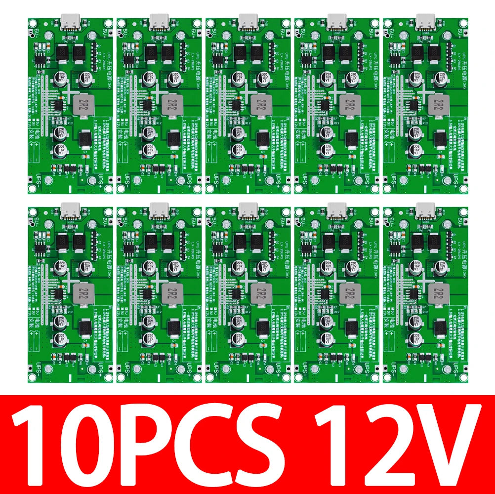 Type-C 15W 3A Fast Charger Module for 18650 Li-ion Batteries, DC-DC Step-Up Boost Converter with 5V/9V/12V Output Zpaxo 10PCS 12V