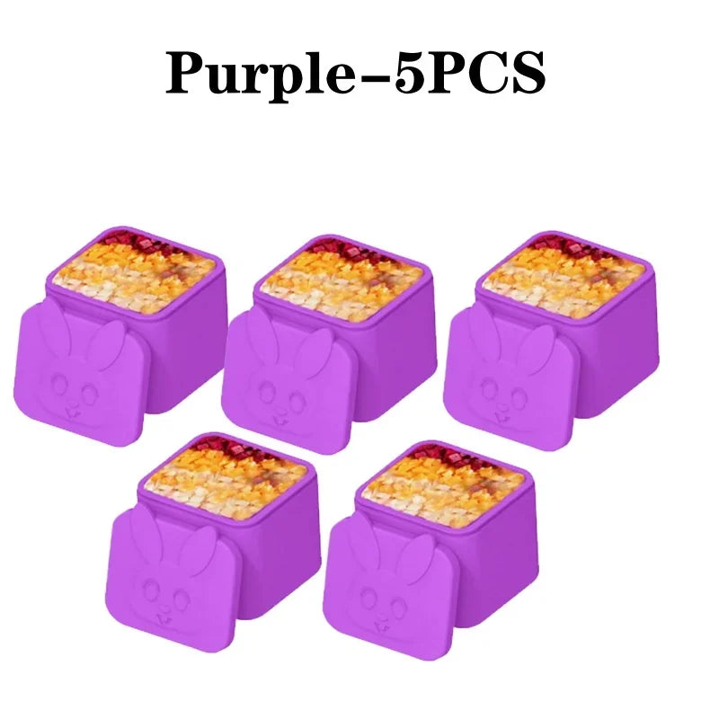 Silicone Lunch Box Sauce Divider Cup Lid Square Small Fits Most Bento Zpaxo Purple-5PCS