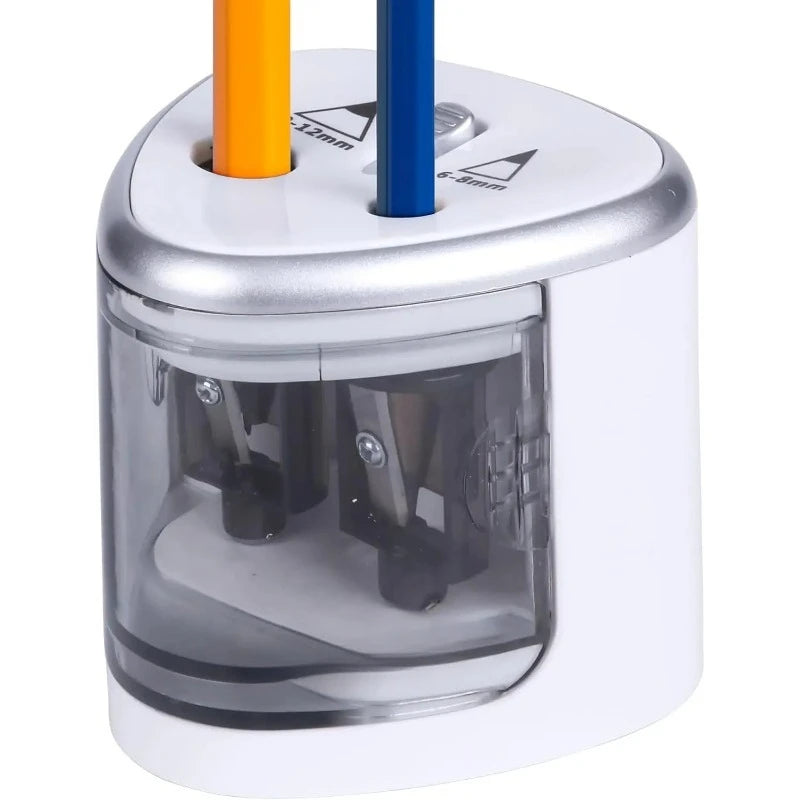 Upgraded Two-hole Electric Pencil Sharpener Automatic Heavy Duty Fast Zpaxo white