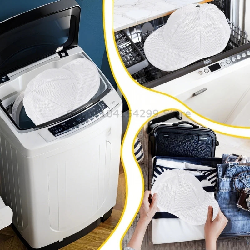 Washing Machine Hat Washing Protector Hat Cleaning Machine Washable Laundry Bag Anti-Deformation Secure Hat Storage Solution Zpaxo