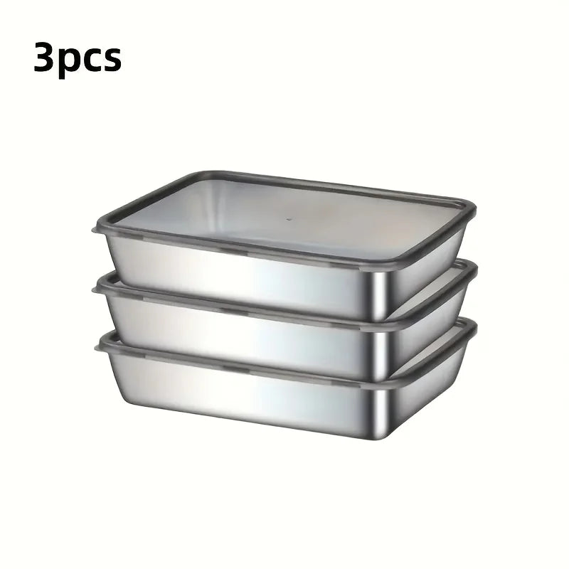 Stainless Baking Trays Lids Non-stick Easy-clean Perfect Roasting Zpaxo silver-3pcs