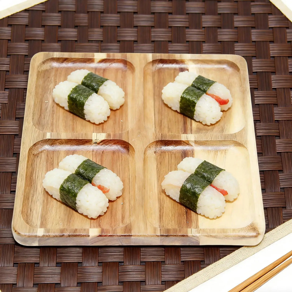 Divided Serving Tray Wooden Square Food Dish Veggie Platter Appetizer Zpaxo