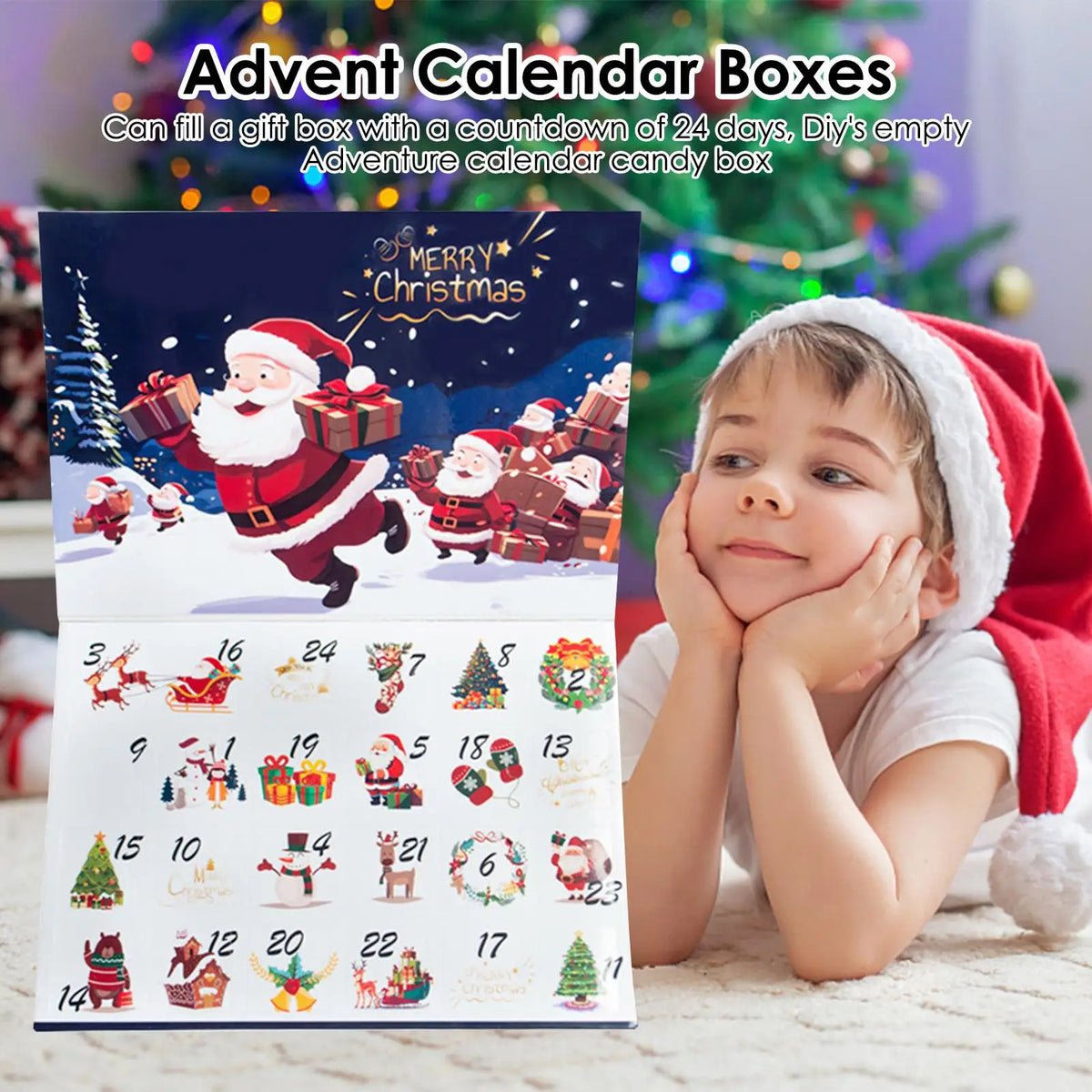 Empty Advent Calendar Box Paper Countdown Case Christmas Party Favor Zpaxo