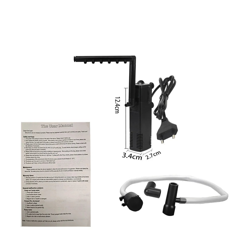 EU Plug Aquarium Fish Tank Oxygen Increasing Pump Low Level Water Zpaxo AP 200L
