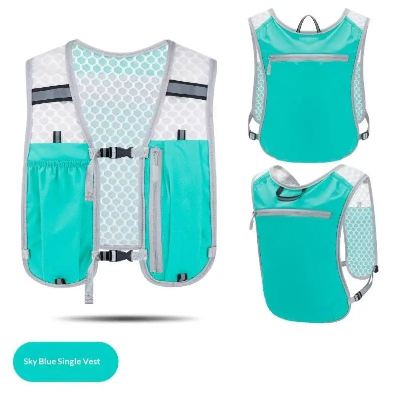 Running Water Bottle Storage Vest Lightweight Reflective Hydration Zpaxo Blue