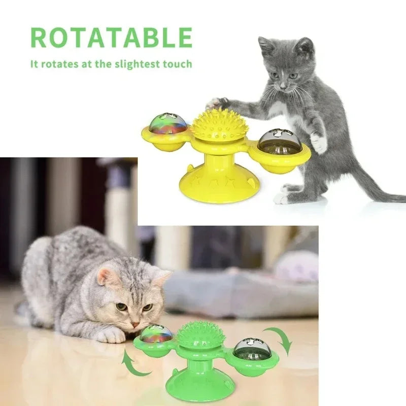 Windmill Cat Toy Interactive Pet Toys Cats Puzzle Game Whirligig Zpaxo