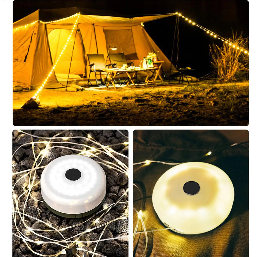 Retractable Camping String Lights 20m Type-c Rechargeable 2600mAh Zpaxo