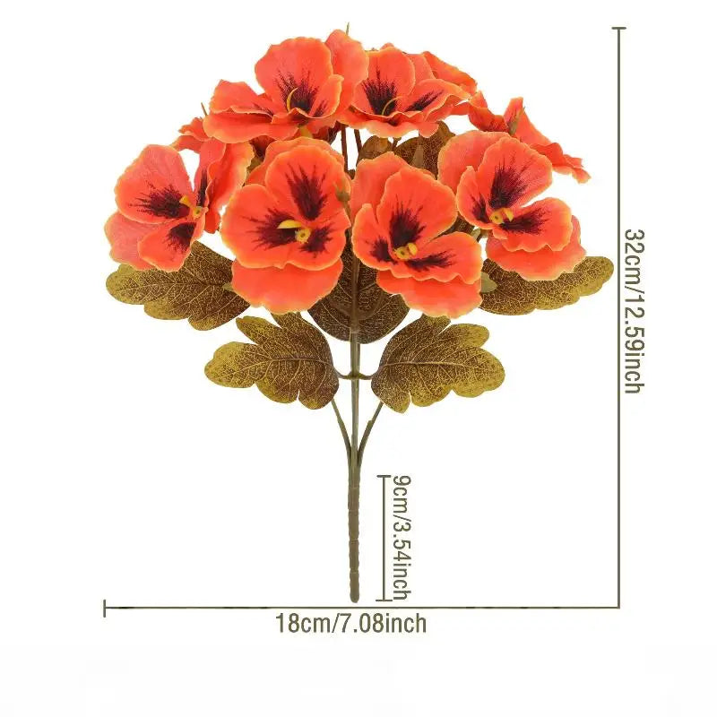 Artificial Pansy Flowers Silk Rose Bouquet Realistic DIY Simulated Floral Arrangement Wedding Home Party Table Centerpiece Zpaxo A20