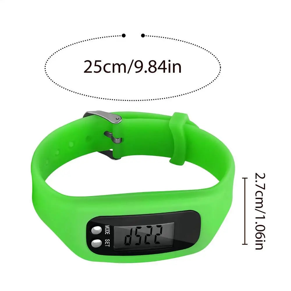 Pedometer Bracelet Step Trackers Watch Silicone Wristband Large LCD Zpaxo Green
