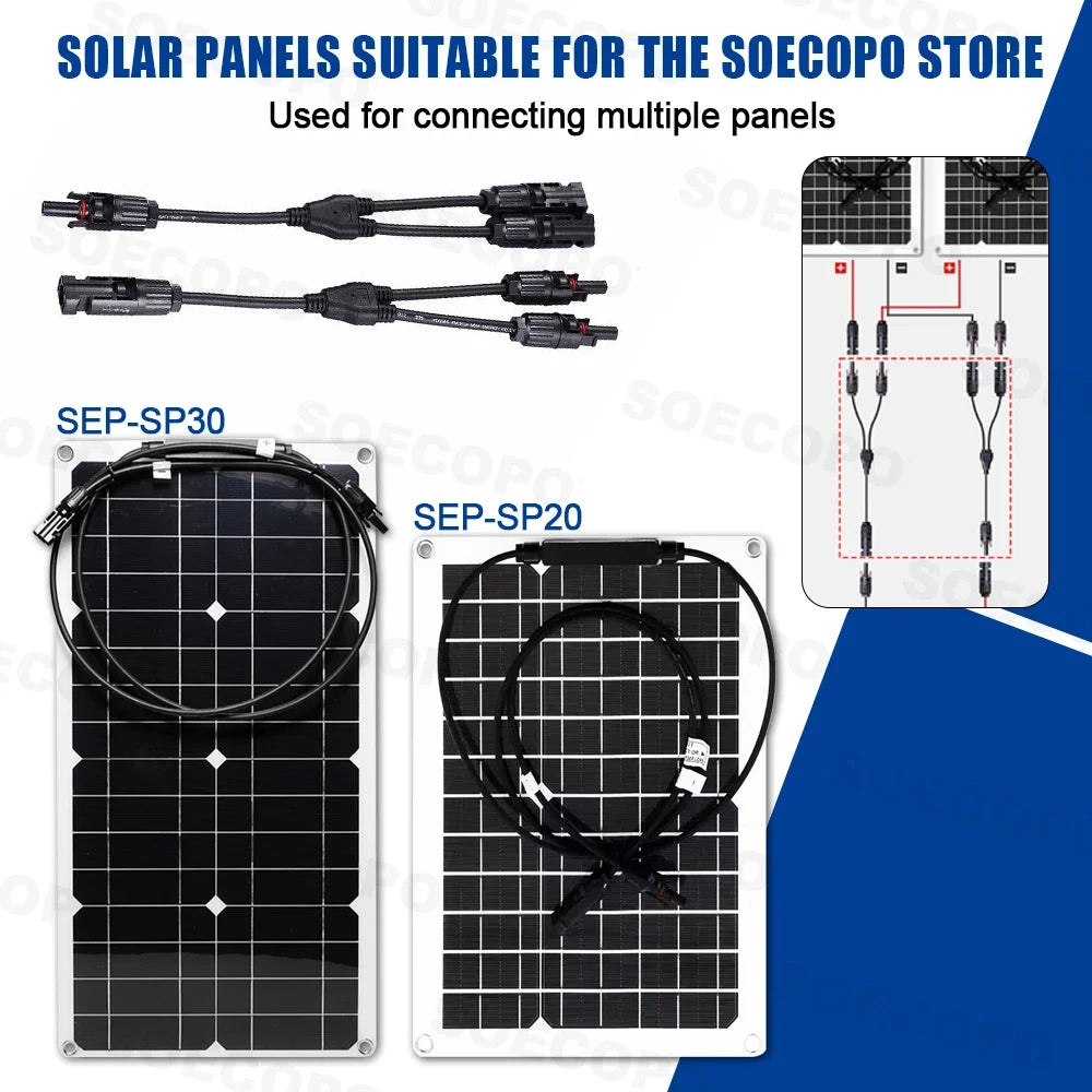 SOECOPO 1 2 MC 4 Cable Branch Connector Multiple Solar Panels Zpaxo
