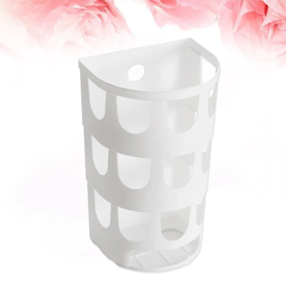 Garbage Bag Storage Box White Wall Mounted Hollow Design Adhesive Zpaxo