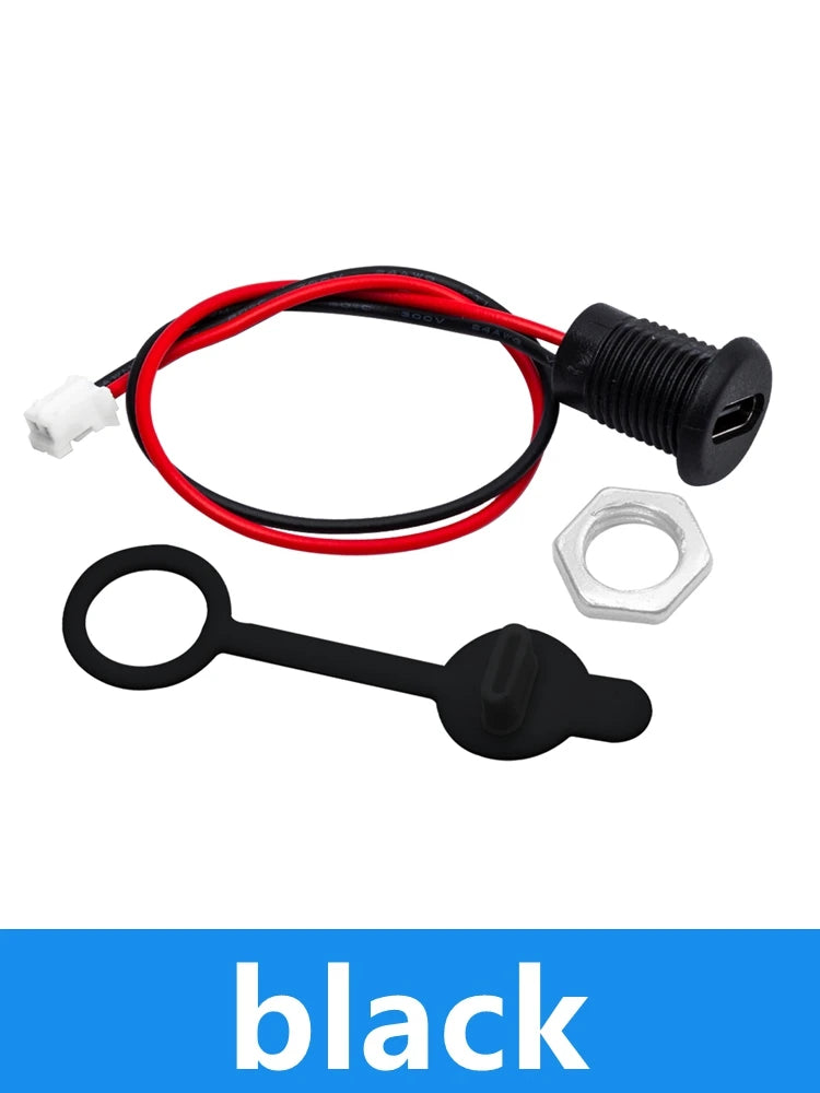 USB Type-C Female Connector: Waterproof with Snap-Lock Board-Mount Construction Zpaxo 1pcs black