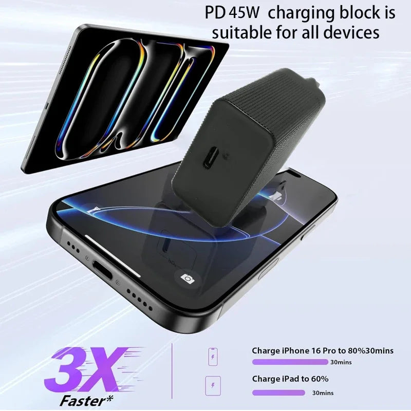 UYUXIO USB C Mobile Phone Charger PD 45W Fast Charge Turbo Wall Zpaxo