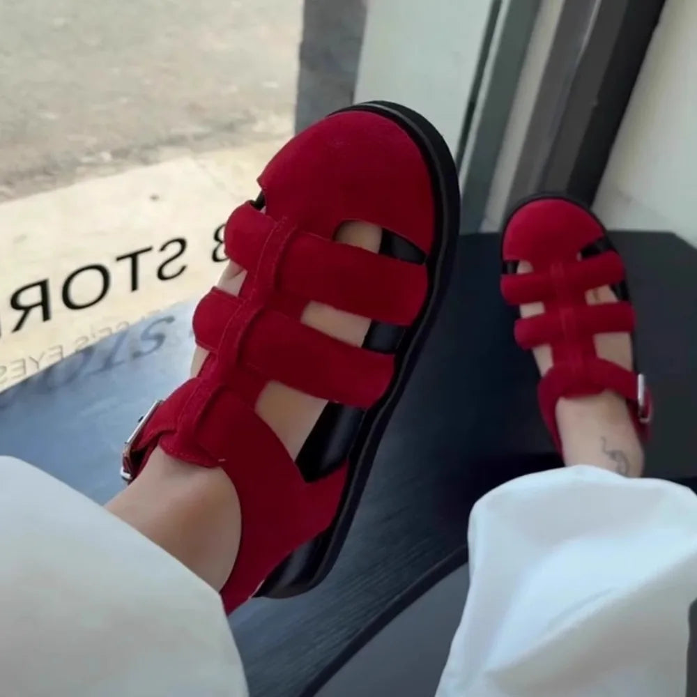 Women's Sandals 2025 Woven Hollow Roman Women Summer Large Pig Cage Zpaxo