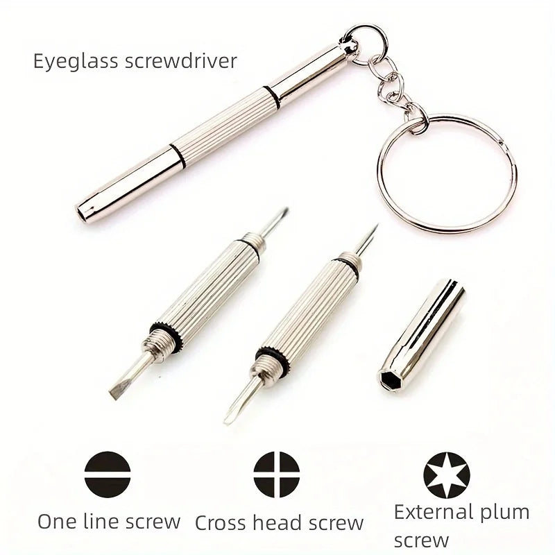 Stainless Steel Eyeglass Screwdrivers Keyring Interchangeable Tips Zpaxo 1set-3pcs