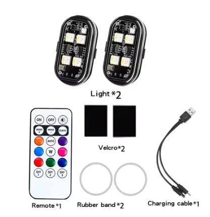 2 Wireless LED Car Ambient Light Changing Interior Decorative Lamp Zpaxo 1in2