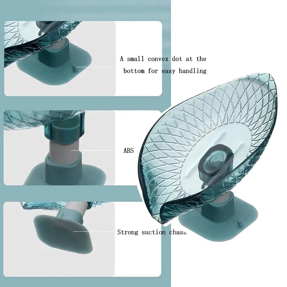 Leaf Design Drain Soap Box Suction Cup Decorative Plastic Self Zpaxo