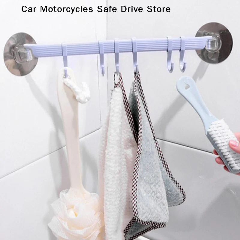 CM1pc Blue White Pink Suction Cup Hook 6 Rows Kitchen Bathroom Corner Zpaxo
