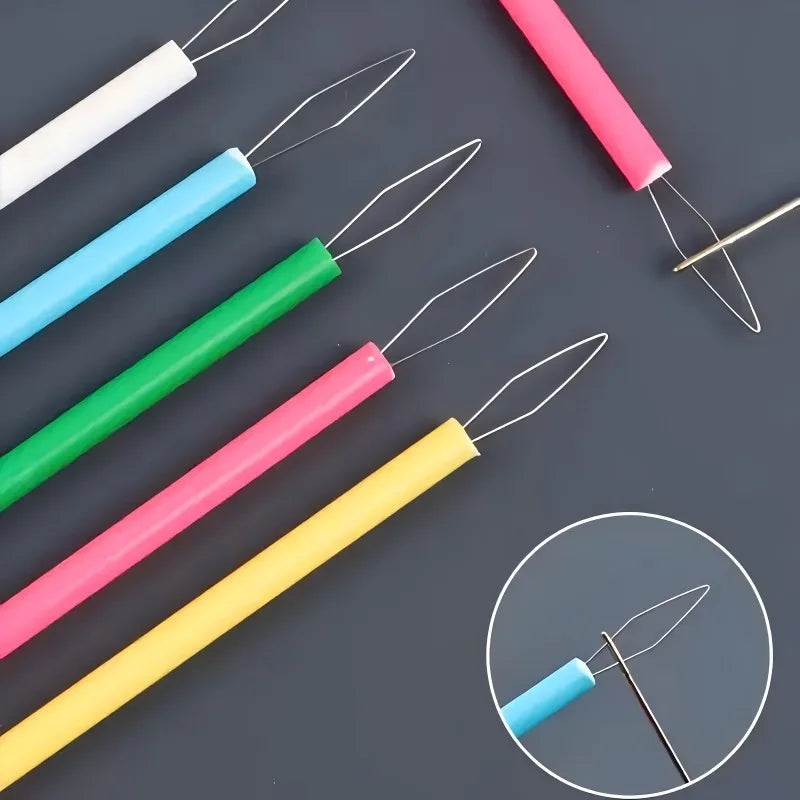 Colorful Plastic Needle Threader Cylindrical Threading Tool Sewing Zpaxo